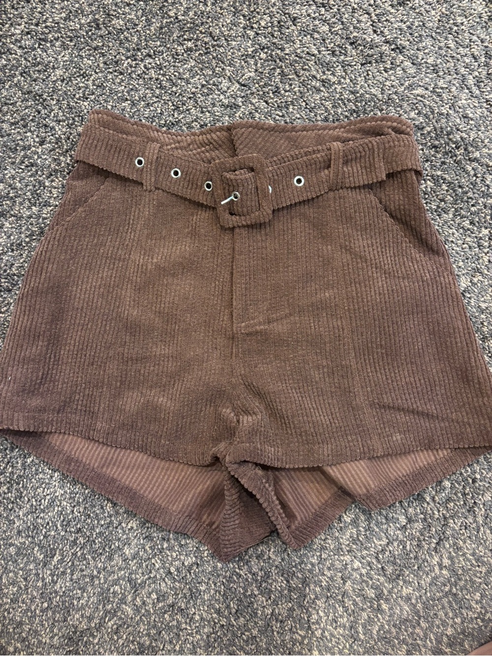Altar'd State Brown High-Waist Corduroy Belted Shorts (1 DAY LEFT!)